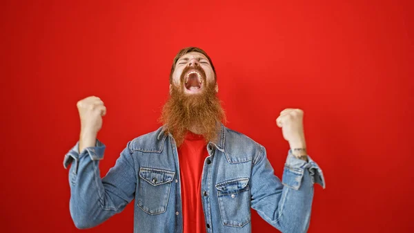 Confident Young Redhead Man Brimming Joy Positivity Standing Casual Fashion — Stock Photo, Image