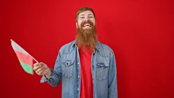 Happy Young Redhead Man Brimming Confidence Joy Casually Standing Waving — Stock Video