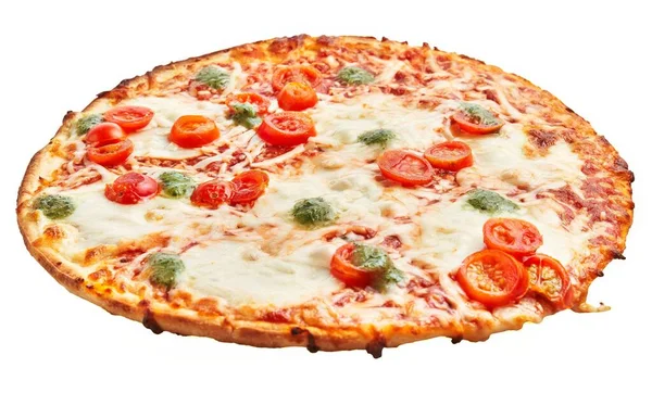 Delicious Caprese Italian Pizza Isolated White Background — Stock Photo, Image
