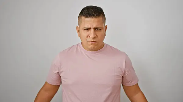 Furious Young Latin Man Picture Raw Anger Standing Fiercely Isolated — Stock Photo, Image
