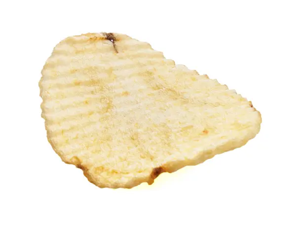 Isolated Crispy Potato Chip White Background Depicting One Solitary Snack — Stock Photo, Image