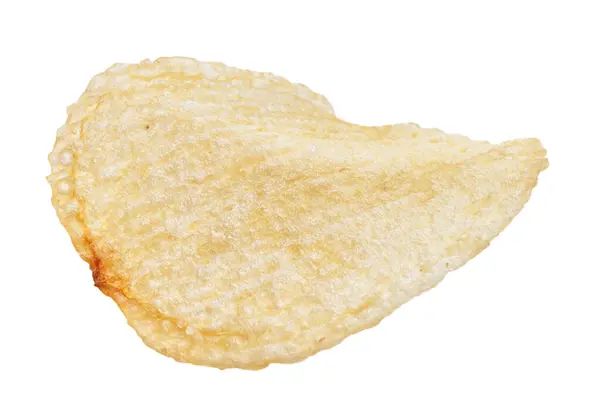 Ein Isolierter Knuspriger Kartoffelchip Auf Weißem Hintergrund Ideal Für Snacks — Stockfoto