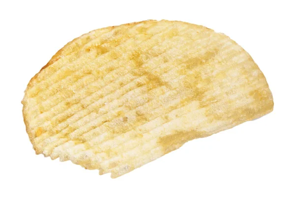 Single Crispy Golden Brown Potato Chip Isolated White Background — Stock Photo, Image