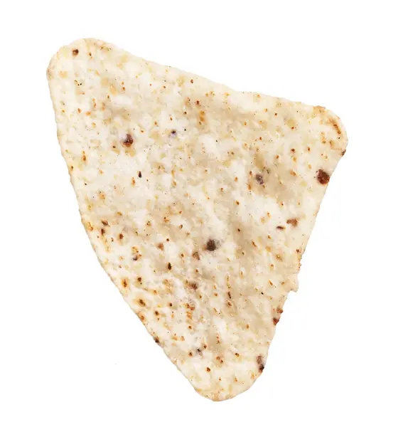 Nahaufnahme Eines Einzelnen Isolierten Tortilla Chips Auf Weißem Hintergrund Ideal — Stockfoto