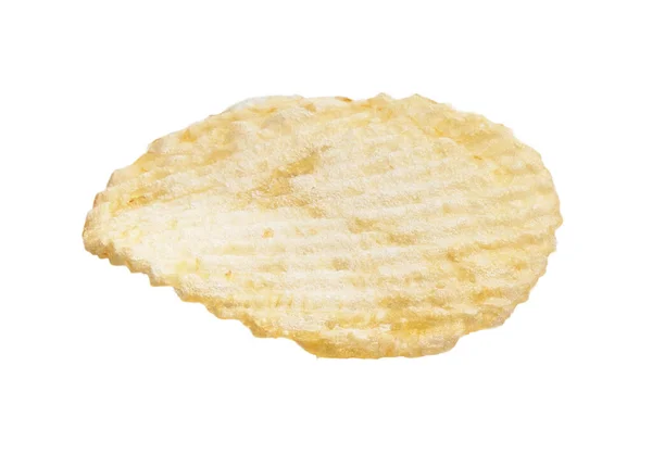 Close Isolated Image Single Crispy Potato Chip White Background — Stock Photo, Image
