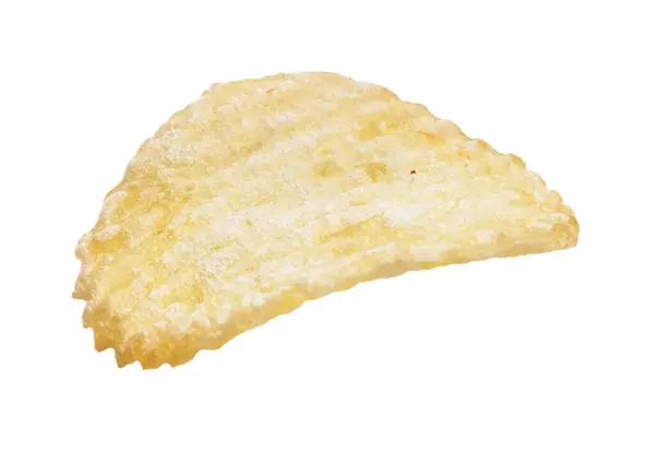 Close Single Crispy Potato Chip Isolated White Background Showcasing Texture — Stock Photo, Image