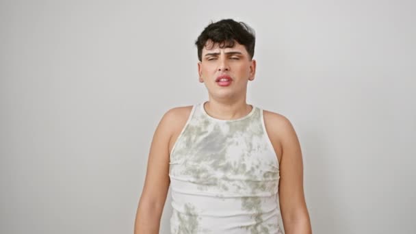 Ups Młody Człowiek Koszulce Bez Rękawów Żałuje Głupiego Błędu Uderza — Wideo stockowe