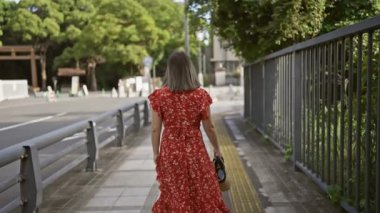 Güzel bir İspanyol kadının Tokyo caddesinde yürüdüğünü, gözlükleriyle kentsel çevreye baktığını, şehrin hayatını ve mimari güzelliğini yakaladığını.