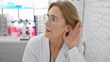 Sağırlık dedikoduları yayılıyor. Laboratuvarda orta yaşlı sarışın bilim adamı. Elden kulağa.