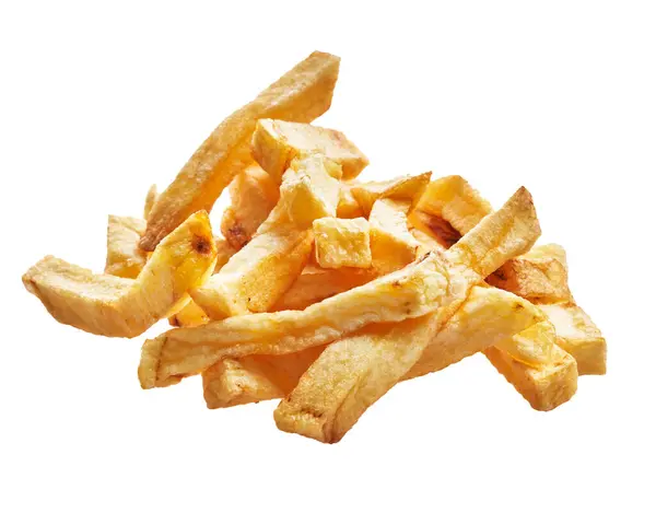 Isolated French Fries White Background Close Golden Crispy Fastfood Snack — Stock Photo, Image