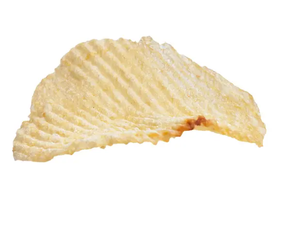 Close Single Ridged Potato Chip Isolated White Background Illustrating Texture — Stock Photo, Image