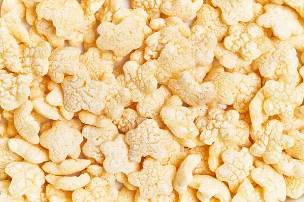Close Texture Yellow Cornflakes Arranged Densely Empty Space Visible Illustrating — Stock Photo, Image