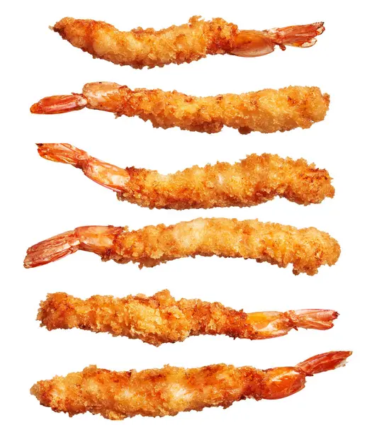 Fried Breaded Shrimp Isolated White Background Seafood Crisp Appetizer Golden — Stock Photo, Image