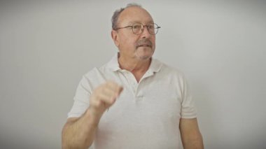 Yakışıklı, orta yaşlı, spor gözlüklü bir adam. Kulak içi hareketiyle baharatlı dedikodular dinliyor. İzole edilmiş beyaz arka plandaki sağırlığa rağmen işitmenin mutlu yüzü