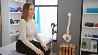 Terapi kliniğinde hasta kadına danışmanlık yapan fizyoterapist.