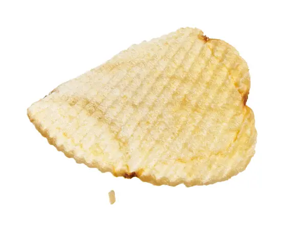 Close Single Salted Potato Chip Isolated White Background Suggestive Snacks — Stock Photo, Image