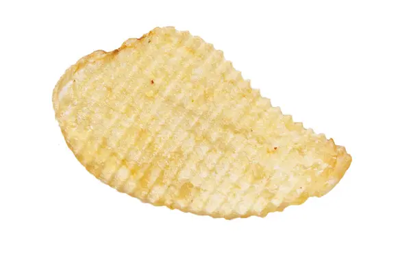 Close Single Salty Potato Chip Isolated White Background — Stock Photo, Image