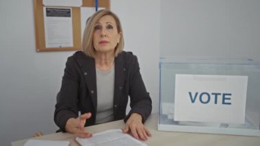 Seçim üniversitesinde oy kullanma sürecini şeffaf oy sandığıyla denetleyen yaşlı bir kadın