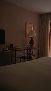 Yatak, lamba, masa, balkon, sandalye, tropikal manzara, tatil, iç mekan, lüks, huzur