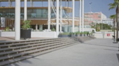 Odaklanamayan, açık alan, şehir, bina, arka plan, adımlar, güneşli, modern, mimari, sütunlar