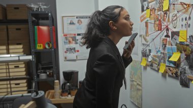 İspanyol kadın dedektif polis departmanındaki kanıt kurulunu inceliyor..