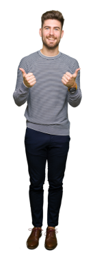 Şeffaf arka planda mutlu genç bir adamın portresi.    