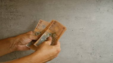 Romen leu banknotlarının elle tutulması ve sayılması