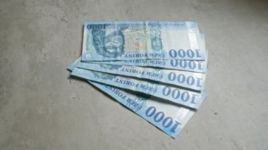 Macar forint banknotları somut bir zemin üzerine yerleştirilmiş, ülkenin para birimini ayrıntılı ve canlı renklerle gözler önüne seriyor.