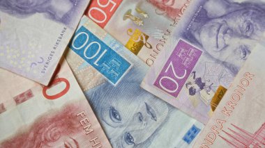 İsveç banknotları çeşitli banknotlarda İsveç 'in para birimini temsil eden canlı renkler ve ayrıntılı portreler sergiler..