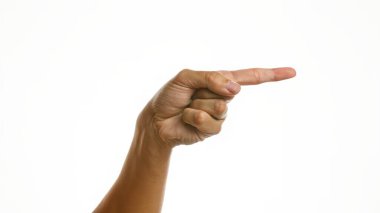 Man's hand pointing finger over white background isolated clipart