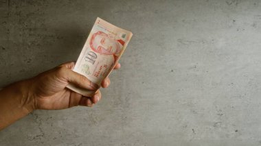 Döviz kurunu ve finansal konsepti gösteren somut arkaplan karşısında el ele tutuşan tekil dolar