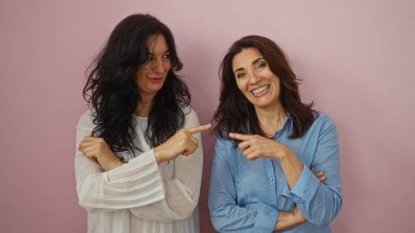 Kadınlar birbirlerine gülümseyerek, dostluk göstererek ve aile bağıyla pembe bir geçmişe bakarak orta yaşlı neşe ve arkadaşlığı temsil ediyorlar..