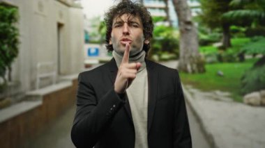 Şehir parkında sessiz hareketler yapan, geçmişi bulanık, siyah ceket ve süveter giyen, canlı şehir ortamında gün ışığında sessizliğini koruyan genç bir adam..