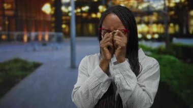 Uzun saçlı ve gözlüklü bir kadın şehir ortamında Cardano sikkesini elinde tutuyor. Bulanık bir şehir arka planına sahip umut ve güveni ifade ediyor..