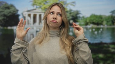 Sarışın beyaz kadın parkta parmaklarını çimdikliyor. Dedikodu merakı şüphe uyandırıyor..