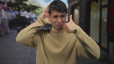 Kalabalık caddelerde genç bir erkeğin gülümseyerek başparmak sallamasını dinlerken kulakları tıkanır..