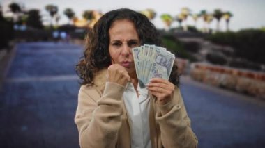 Sokakta orta yaşlı bir kadın elinde sıkıca tuttuğu Romanya banknotlarıyla kentte açık havada kararlılığını dile getiriyor..