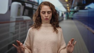 Bir tekne gezisinde, gözleri kapalı, elleri havada, sakin ve sakin bir şekilde, açık deniz kıyısında yelken açan bir kadın..