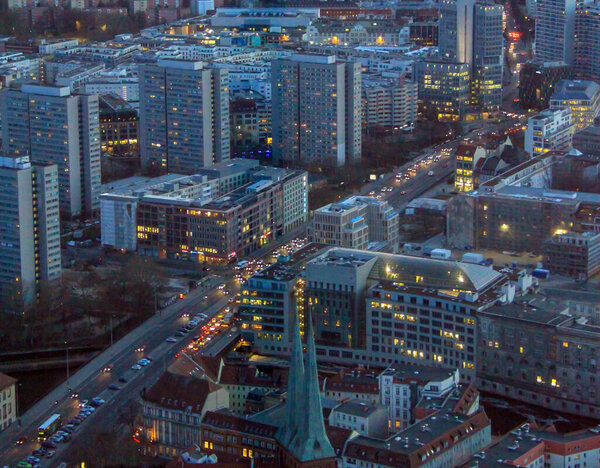 Berlin, view of the city at night from TV tower