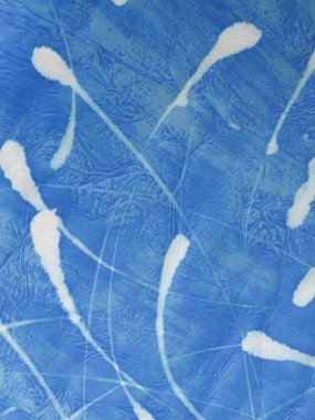 Balık, sperm ya da kurbağa yavrularını andıran bir arkaplan yaratmak için çeşitli malzemelerle elle boyanmış kağıt.