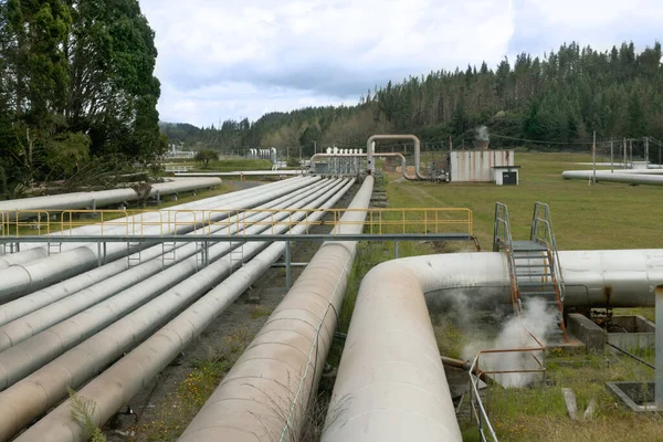 Green Energy Geothermal Power Station Pipeline — Stock Photo, Image