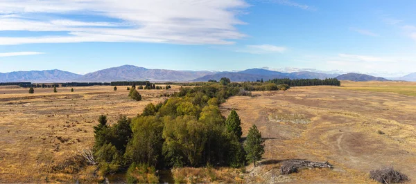 絵のように美しいカンタベリーの秋の風景パノラマ ニュージーランド ロイヤリティフリーのストック画像