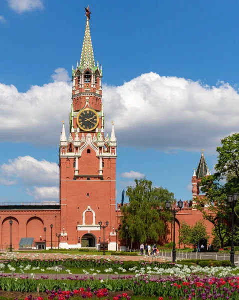 Спасская Башня Московском Кремле Мае Россия — стоковое фото