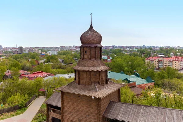 Turm Des Hölzernen Kreml Tomsk Mit Blick Auf Die Stadt — Stockfoto