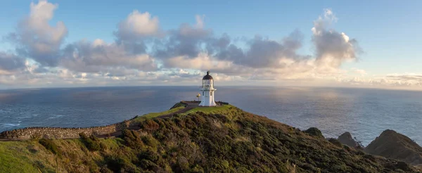 Panorama Pittoresque Lever Soleil Avec Phare Cape Reinga Nouvelle Zélande — Photo