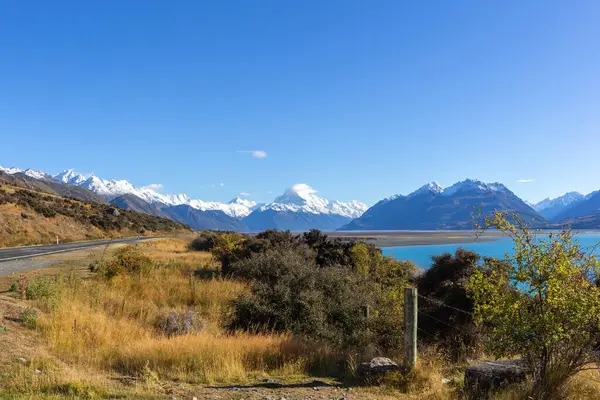Montagnes Enneigées Dans Parc National Cook Île Sud Nouvelle Zélande Image En Vente