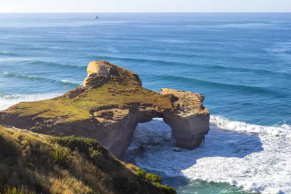 Natuurlijke Boog Bij Tunnel Beach Dunedin Nieuw Zeeland Rechtenvrije Stockfoto's