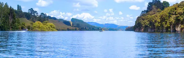 Waikato Rivier Panorama Nieuw Zeeland Stockafbeelding