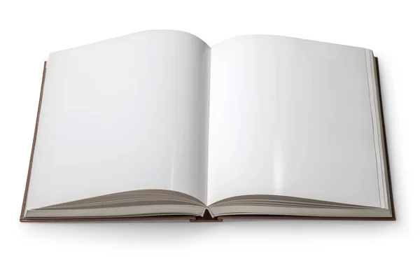 有空白页的书 在白色背景上与剪接路径隔离 — 图库照片