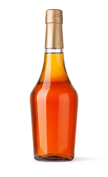 Whiskey Glazen Fles Geïsoleerd Witte Achtergrond Met Clipping Pad — Stockfoto